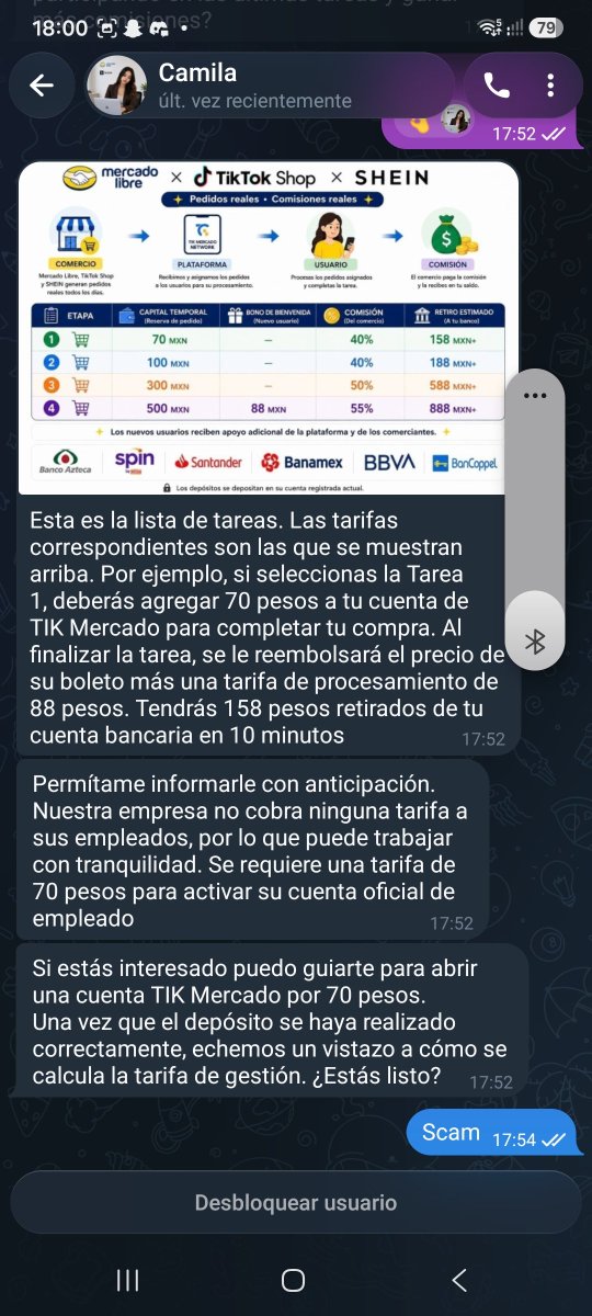 tacodebarbacoa's tweet photo. Usan publicidad en TikTok para engañar gente para que depositen dinero con falsas promesas de trabajo, no son cantidades fuertes pero con que caigan 100 al día ya tienen para hacer cientos de miles al mes
@SSPCibernetica https://t.co/TbSmye4ICj