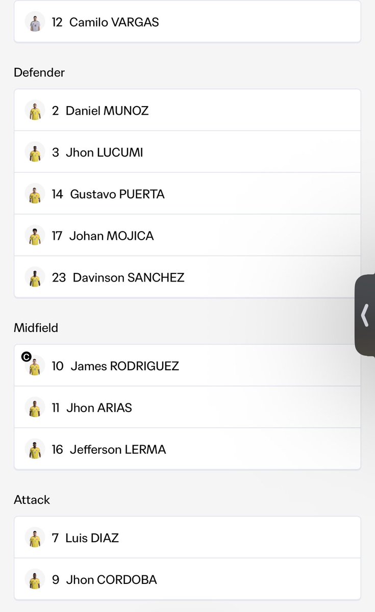 danielvillar_22's tweet photo. OFFICIAL: @FCFSeleccionCol lineup as follows vs Ghana.

No surprises for head coach Nestor Lorenzo. https://t.co/MC9u5CS7ru