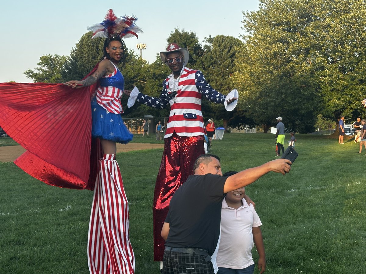 MoCoRec's tweet photo. It’s all smiles at the Montgomery County 250th - Shine Together Independence Day celebration at Albert Einstein High School! Join us now before fireworks begin around 9:30 p.m. 🎆 🇺🇸 #MoCoRec https://t.co/brYpMfw6LW