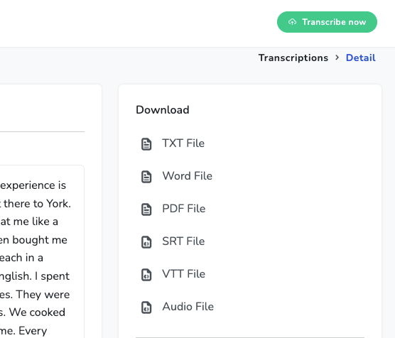 Turnscribeai's tweet photo. More ways to export your transcripts.
You can now download your transcriptions as TXT, DOCX, PDF, SRT or VTT — pick the format that fits your workflow.
Subtitles, documents, plain text. It's all there.
Try it → https://t.co/v16Dx1rFqe
#ProductUpdate #Transcription https://t.co/wlz17qUKiU