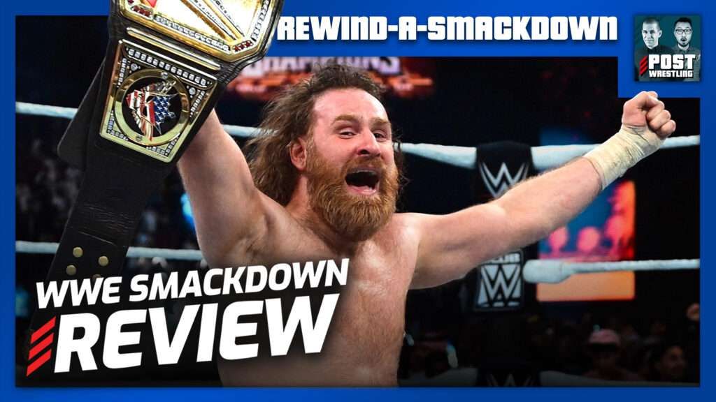 POSTwrestling's tweet photo. TONIGHT 10:15 pm ET — Wai Ting &amp; Neal Flanagan review #SmackDown as Sami Zayn celebrates his WWE Title win and a new challenger is determined. Plus: Rey Fenix vs. Vikingo, Brie Bella vs. Lainey Reid.

XL Edition live at https://t.co/LG2Ky0jea4 

https://t.co/Rl8i6DOHYp https://t.co/WrmV5xgtiD