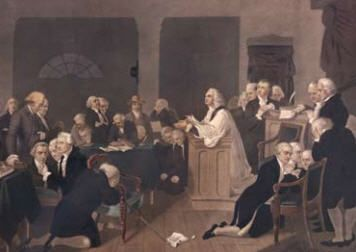 01IOTA's tweet photo. The full historical transcript of the opening prayer at the First Continental Congress, September 7, 1774 at Carpenter’s Hall, Philadelphia: 

O Lord our Heavenly Father, high and mighty King of kings, and Lord of lords, who dost from thy throne behold all the dwellers on earth and reignest with power supreme and uncontrolled over all the kingdoms, empires and governments; Look down in mercy, we beseech Thee, on these our American States, who have fled to Thee from the rod of the oppressor and thrown themselves on Thy gracious protection, desiring to be henceforth dependent only on Thee. To Thee have they appealed for the righteousness of their cause; to Thee do they now look up for that countenance and support, which Thou alone canst give. Take them, therefore, Heavenly Father, under Thy nurturing care; give them wisdom in Council and valor in the field; defeat the malicious designs of our cruel adversaries; convince them of the unrighteousness of their cause and if they persist in their sanguinary purposes, O let Thine own unerring justice, sounding in their hearts, constrain them to drop the weapons of war from their unnerved hands in the day of battle! Be Thou present, O God of wisdom, and direct the councils of this honorable assembly; enable them to settle things on the best and surest foundation. That the scene of blood may be speedily closed; that order, harmony and peace may be effectually restored, and truth and justice, religion and piety, prevail and flourish amongst the people. Preserve the health of their bodies and vigor of their minds; shower down upon them and the millions they here represent, such temporal blessings as Thou seest expedient for them in this world and crown them with immortal glory in the world to come. All this we ask in the name and through the merits of Jesus Christ, Thy Son and our Savior. Amen.

This is the most complete and historically accepted version of the prayer. It was offered after Samuel Adams proposed that the Congress begin with prayer.