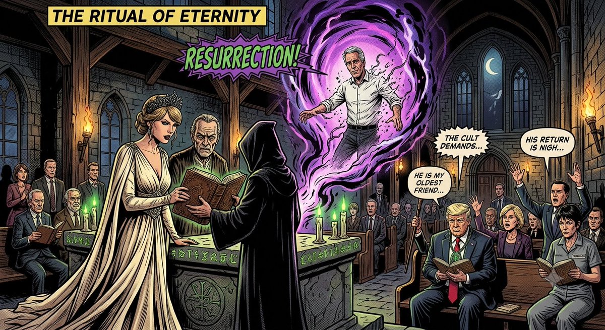 BackInTheBardo's tweet photo. @coldhealing Actually all a blood ritual to resurrect Jeffery Epstein https://t.co/nqbNKkz1Dk