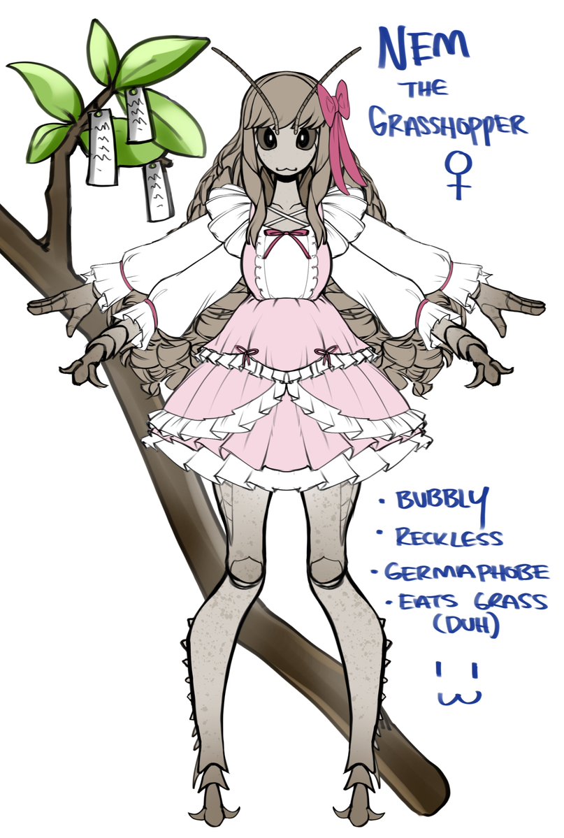 spiocy1's tweet photo. Nem rough concept :3   She will have a bug abdomen tail and wings, I just haven't drawn them yet https://t.co/Ea6uoZ01lR