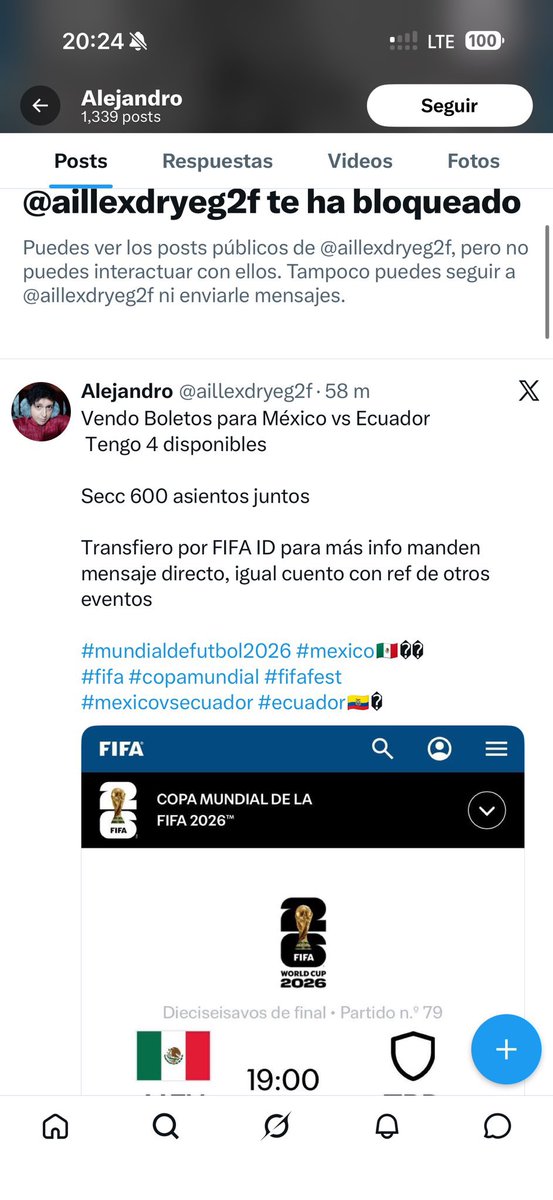 JustinMyLovvvee's tweet photo. ESTAFA
La cuenta @luiss_esp y @aillexdryeg2f ESTAFAN BOLETOS MUNDIAL MÉXICO VS INGLATERRA
USAN EL MISMO COPY. AQUI SUS DATOS
SALVADOR ALEJANDRO TREJO FRAGOSO
MAR DE PLATA 12
LAS AMERICAS, ECATEPEC 55070
#mundialdefutbol2026 #mexico #fifa #copamundial #fifafest #inglaterra https://t.co/MhFaYzDYeo