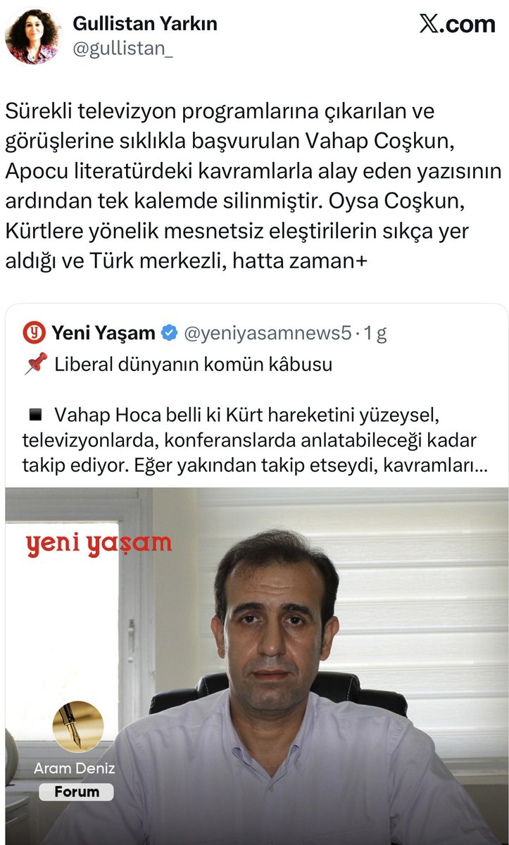 PKKgerceklerii's tweet photo. Dicle Üniversitesi Hukuk Fakültesi Öğretim Üyesi @vahap_coskun’un kaleme aldığı “Xaltîka Sosê’nin komün ile imtihanı” yazısı PKK ve DEM Parti medyasının hoşuna gitmemiş.

https://t.co/Vp8OPt1IV9 https://t.co/MTDI0SNQNc