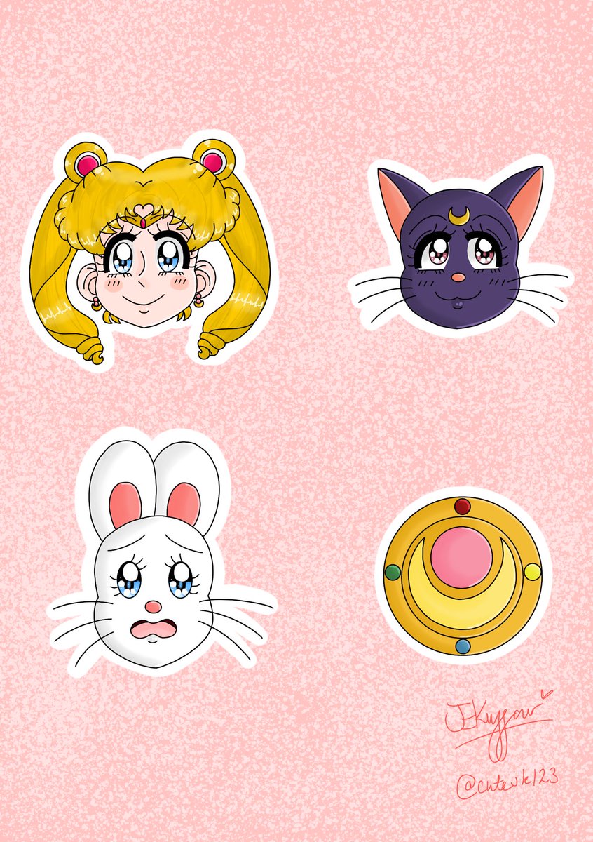 CuteJK6's tweet photo. I made a Sailor Moon Sticker Sheet Pack, in the name of moon, I will punish you….. with adorable stickers 🩷🌙💫 #sailormoon #sailormoonart #myart #stickers https://t.co/Q7QdiEzymD