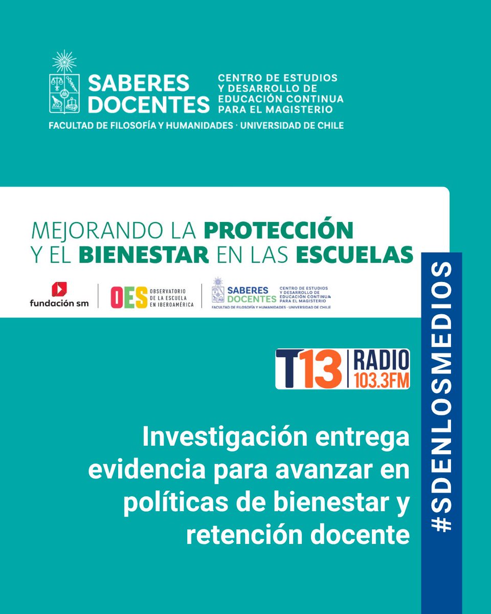 SaberesDocentes's tweet photo. 🎙️ #SDenLosMedios | La investigación desarrollada por Saberes Docentes, Fundación SM y el Observatorio de la Escuela en Iberoamérica, fue destacada en Página 13 de Tele13 Radio.

🔗 Escucha la conversación completa y accede al estudio en: https://t.co/LRNSXX3x4H https://t.co/IMd73Ro7aX