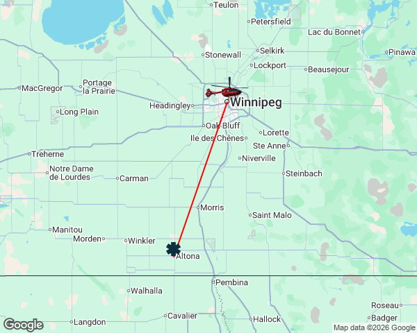 STARSambulance's tweet photo. 🚁 STAR-7 (Winnipeg) has responded to a scene call in the Altona, MB area around 12:03 PM CDT. https://t.co/OJ8443u3er