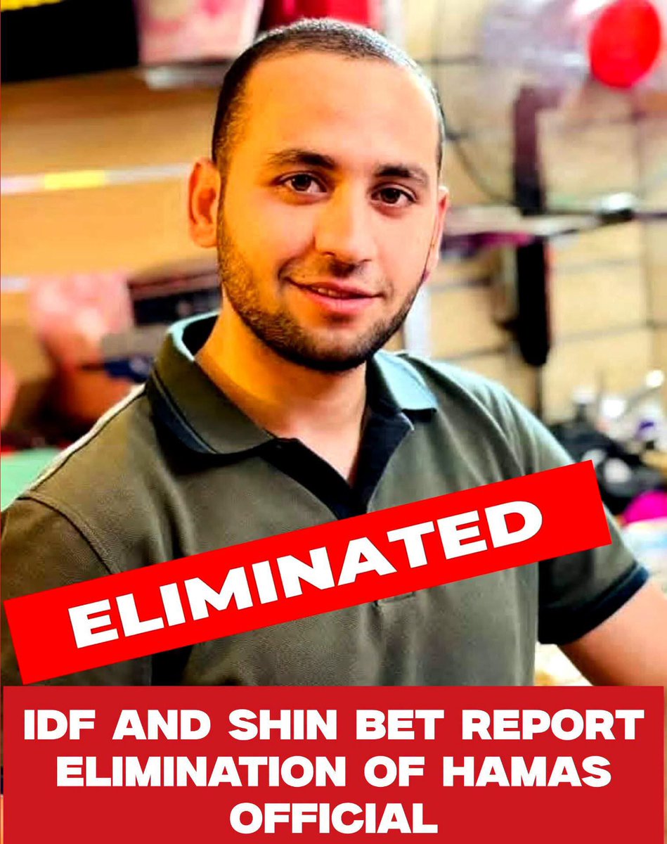 sabra_the's tweet photo. The IDF and Shin Bet reported that Muhammad Naim Jandia, identified as the head of military security for Hamas' Shejaiya Battalion, has been eliminated.

According to the IDF and Shin Bet, he was involved in the abduction of the late Capt. Daniel Peretz and in holding hostages Yotam Haim, Samer al-Talalka, and Alon Shamriz.