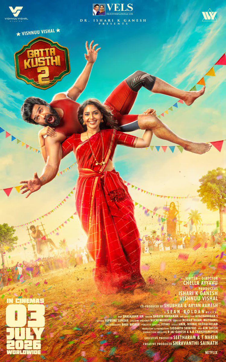 georgeviews's tweet photo. Gatta Kusthi 2 (4.25/5) is exactly how a sequel should be made. It doesn't just match the fun of the first film - it actually exceeds. 🔥 Director @ChellaAyyavu successfully handles the pressure of a sequel. 👏

Veera (@TheVishnuVishal) as an innocent househusband excels in his role, especially in comedy scenes.  Aishwarya Lekshmi gets a strongly written role where her character's wrestling ambitions are given the respect they deserve. 👌 

The surprise cameos are perfectly timed. 👍
Child artist Zara Zyanna completely steals the show with her cute and natural acting. Along with terrific music by Sean Roldan, the film delivers a very good social message with mass commercial moments. 

The absolute highlight of the movie is the second half. The courtroom scenes and the school comedy blocks will have you laughing until your stomach hurts!  

Verdict: A clean, wholesome entertainer that leaves a big smile on your face. GO WITH YOUR FAMILY THIS WEEKEND! 🔥