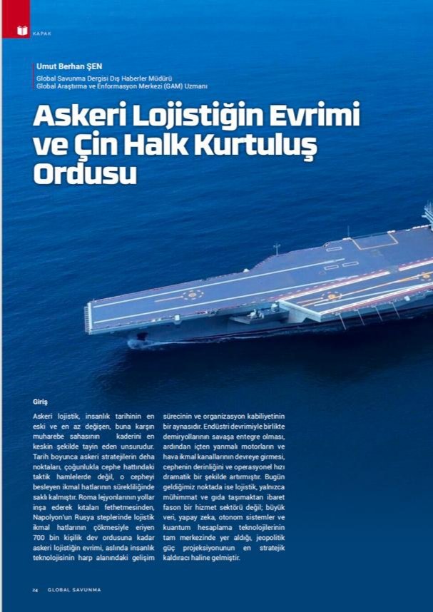 berhn19's tweet photo. Güvenlik, strateji, savunma ve istihbarat dünyasının alanında en önemli referans kaynağı olan @GlobalSavunma dergisi yeni sayısında ASKERİ LOJİSTİĞİN EVRİMİ VE ÇİN HALK KURTULUŞ ORDUSU başlıklı makalem yer alıyor. Okuyan daima önde olur. https://t.co/ONgFVYcYmZ