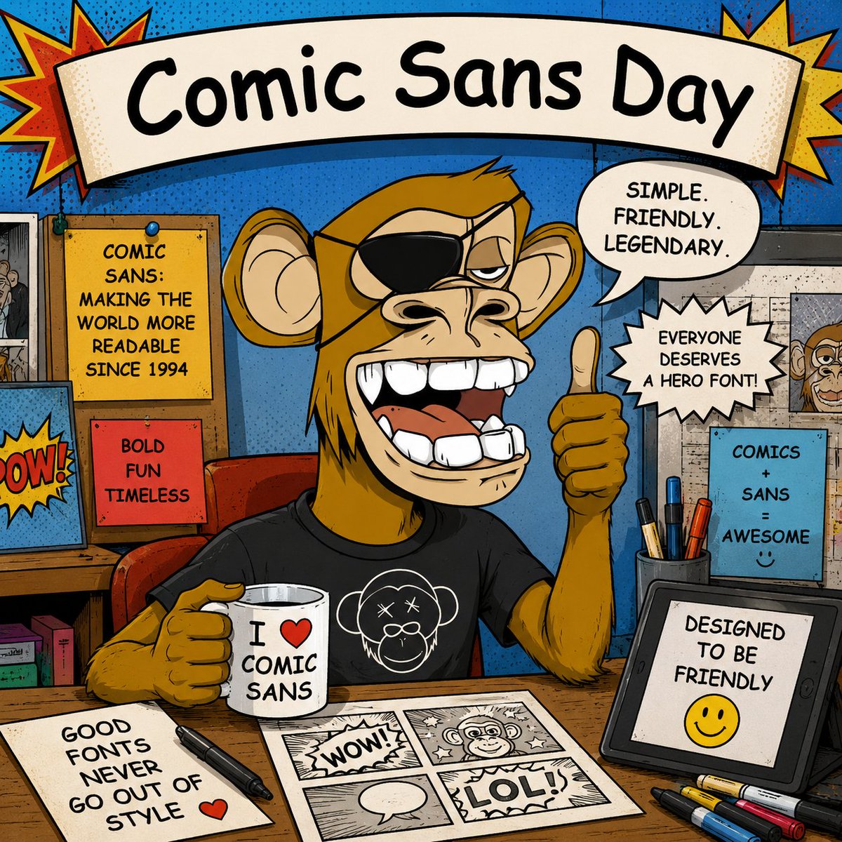 mgmm's tweet photo. GM
It's comic sans day
Sometimes it's ok to be inappropriate
#ApeDayDiaries #ComicSansDay https://t.co/DVRtbW4kv2
