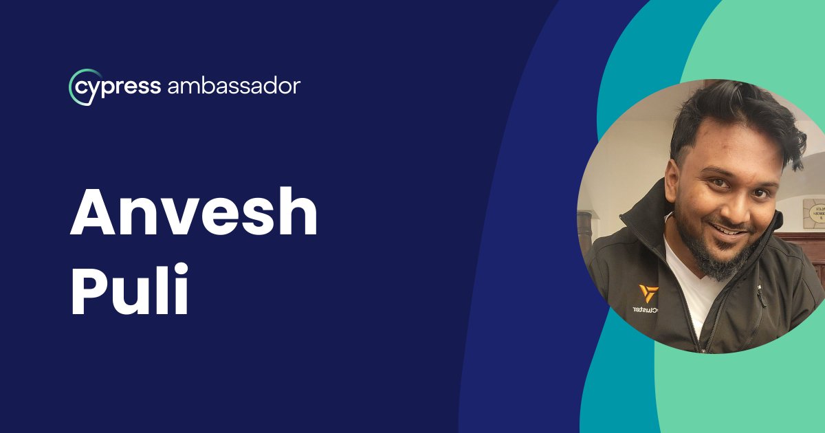 Cypress_io's tweet photo. Spotlighting Cypress Ambassador Anvesh Puli. 

He's driven by the "build and break" cycle, pushing testing tools until he finds where they crack. That mindset earned him an IBM Tech award and fuels his knack for untangling "unsolvable" issues.

Read more: https://t.co/gE0WhsfnTs https://t.co/PJGQQHUXuk