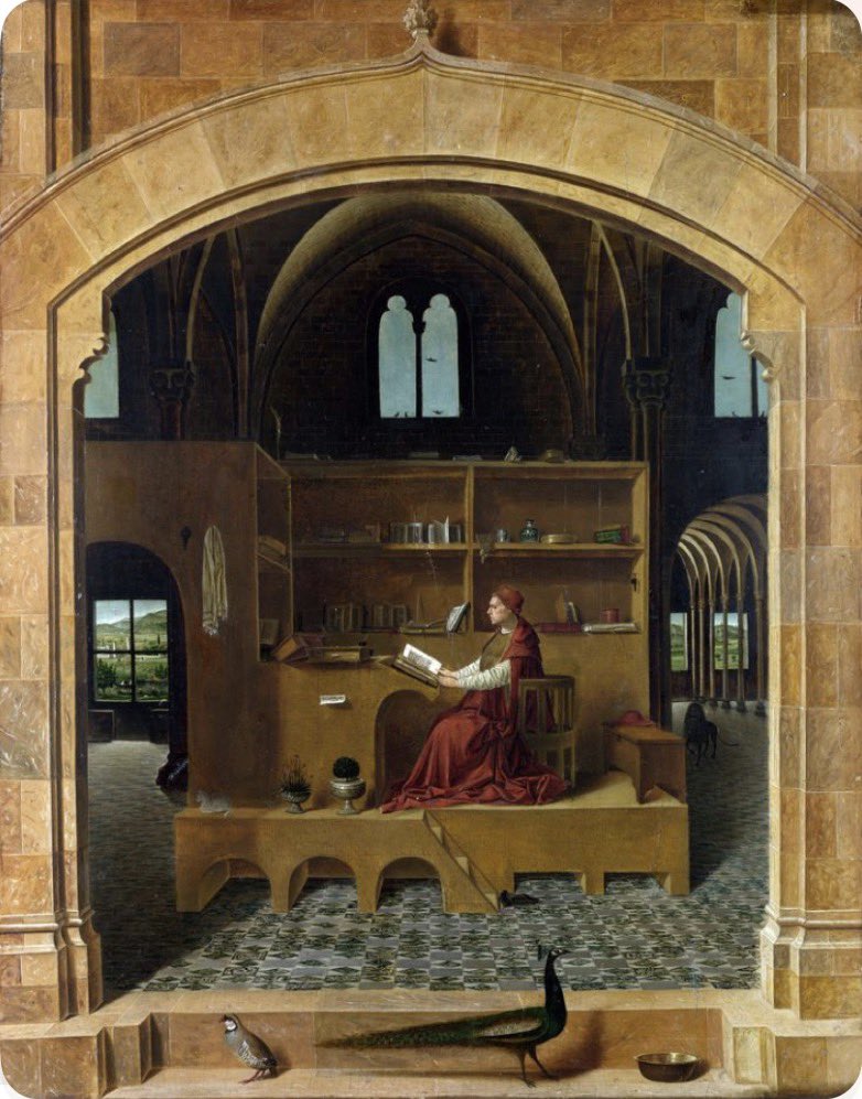 AlBlaineau's tweet photo. Antonello de Messine, Saint Jérôme dans son étude - une extraordinaire maitrise de la perspective https://t.co/87b8Xld5gL