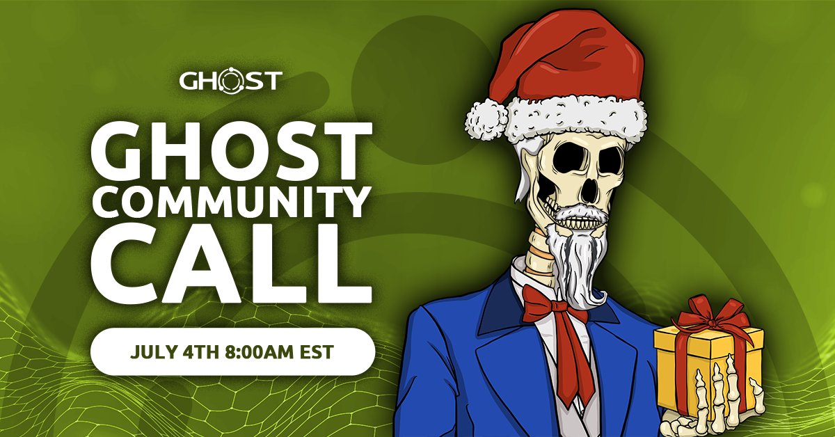 realGhostChain's tweet photo. 🚀 GHOST Community Call - Q3 2026!

📅 JULY 4TH | 🕗 8AM EST
🔗 Join live: https://t.co/1gUjebMCAh

• ghostDAO
• GHOST Connect
• GHOST Lite

😎 All web3 enthusiasts welcome! https://t.co/UwamVoj5RE