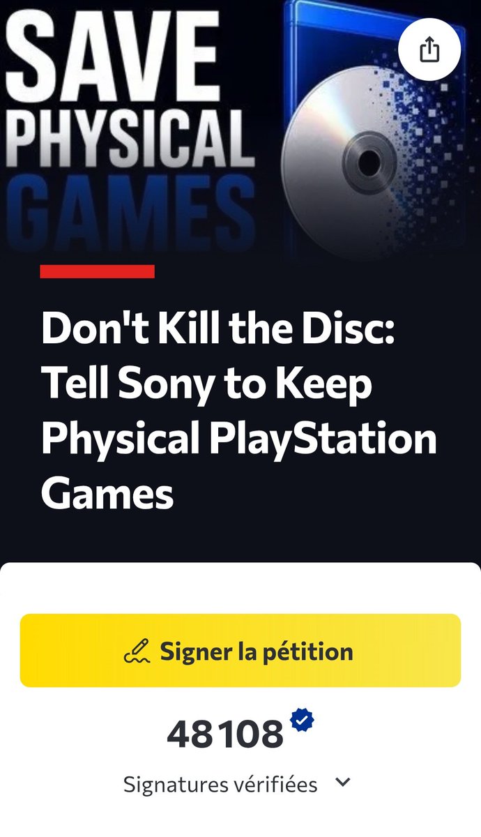RudyAndTech's tweet photo. 🔥La pétition pour sauver les disques Playstation prend une ampleur massive, déjà plus de 48'000 signatures.
https://t.co/QgczkCf6gy
#playstation #playstationdisk2028 https://t.co/BnxG23YnHX