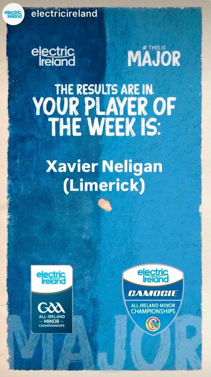 LimerickFanPage's tweet photo. Congratulations Xavier Nelligan, who has been voted Minor hurler of the week after Limerick’s epic All Ireland final win at the Gaelic Grounds last Saturday. https://t.co/7G64EQiz0Y