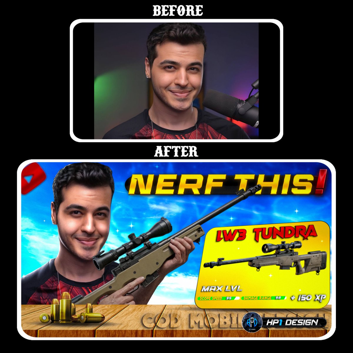 HP1Design's tweet photo. Before &amp; after design sample ✅
 
AI ❌

Goal : $0 / $1000 🔥

Weekly design sample for 👇🏻
@ariakeoxer 🙏🏻

Please share your comments 🔥🔍

DM OPEN ✉️

#Youtube #Thumbnail #Gaming #Designer #LogoDesign https://t.co/LFyKeNBFDu