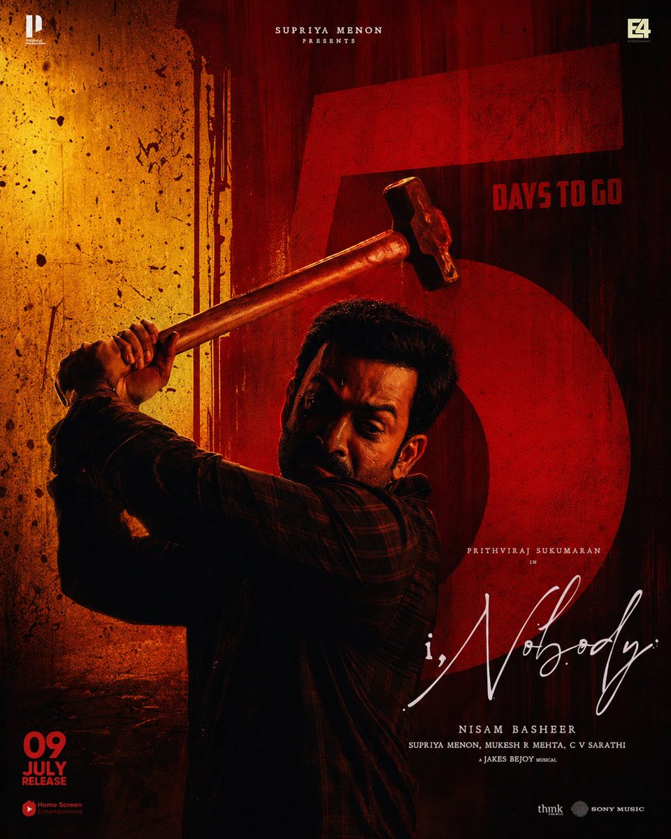 Abbas_Anwar_'s tweet photo. A Simple Design for #INobody 🏦

Just 5 Days to Go! In cinemas worldwide on July 9th! ⚡🌪️

@PrithviOfficial @PrithvirajProd @E4Emovies @jakes_bejoy @Poffactio #PrithvirajSukumaran 

Malayalam | Tamil | Telugu https://t.co/bOfj1QbuvQ