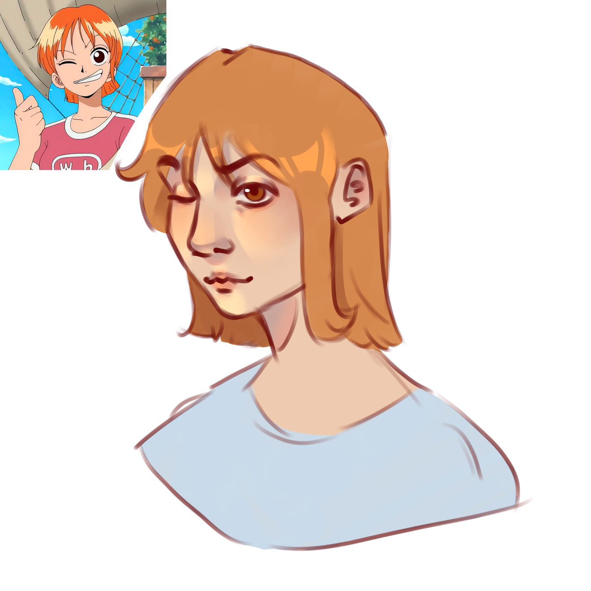 Soltyguy's tweet photo. Today was Nami’s birthday so I kind of sketched her. I don’t really like this sketch but whatever 
#optwt #nami https://t.co/VkIzpPOheh