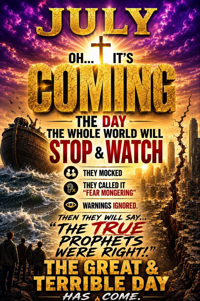 Brandon6fo5's tweet photo. ⚠️ 9.11 ON STEROIDS — WORLDWIDE.

They mocked Noah.
They laughed.
They ignored the warnings…
until the rain began. 🌧️

The Bible says history repeats.

June 29 was the FINAL BLOOD MOON. https://t.co/pZARVPoDTe