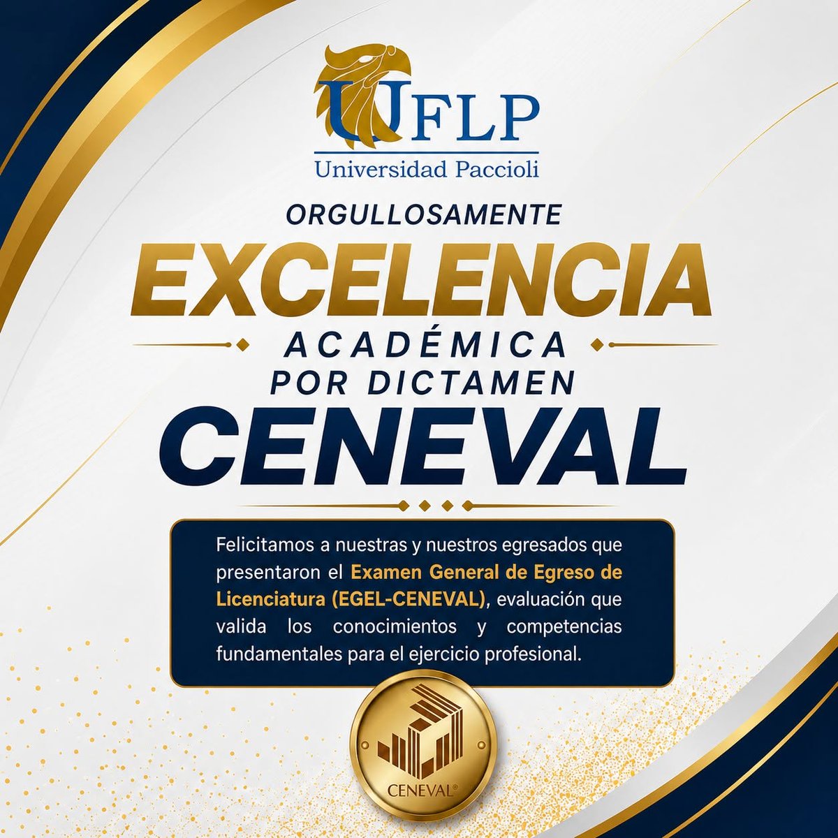 FrayLuca's tweet photo. La excelencia se construye con esfuerzo, disciplina y dedicación.
En la UFLP nos llena de orgullo reconocer a las y los 54 egresados que obtuvieron un resultado aprobatorio en el Examen General para el Egreso de la Licenciatura (EGEL-CENEVAL) https://t.co/AS61Zr6RXE https://t.co/jPkJlUjibZ