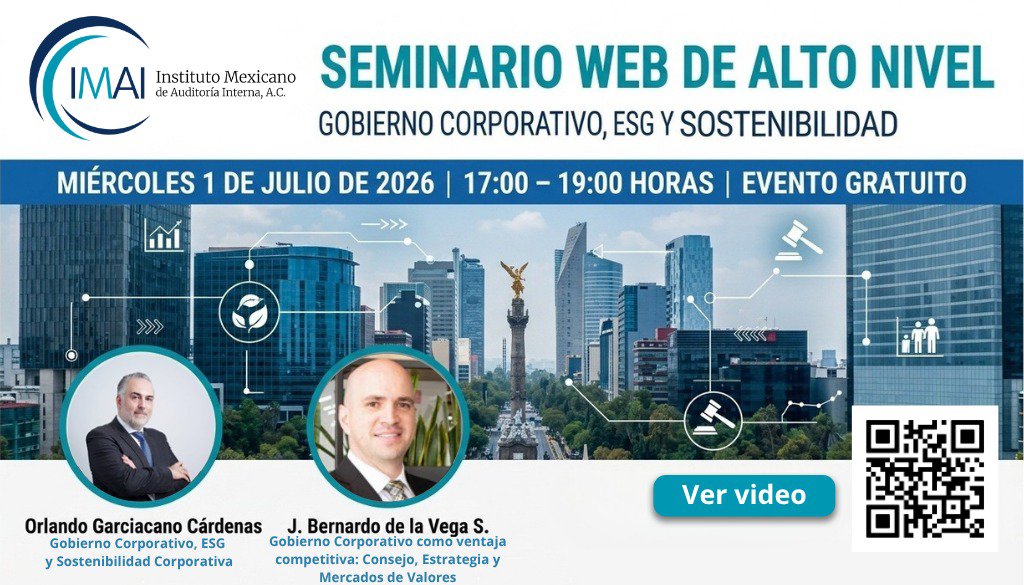 imaiac's tweet photo. Nos complace informarle que ya se encuentra disponible la grabación del Seminario Web de Alto Nivel: Gobierno Corporativo, ESG y Sostenibilidad, celebrado el pasado 1 de julio de 2026. https://t.co/vyKDKgmzSS