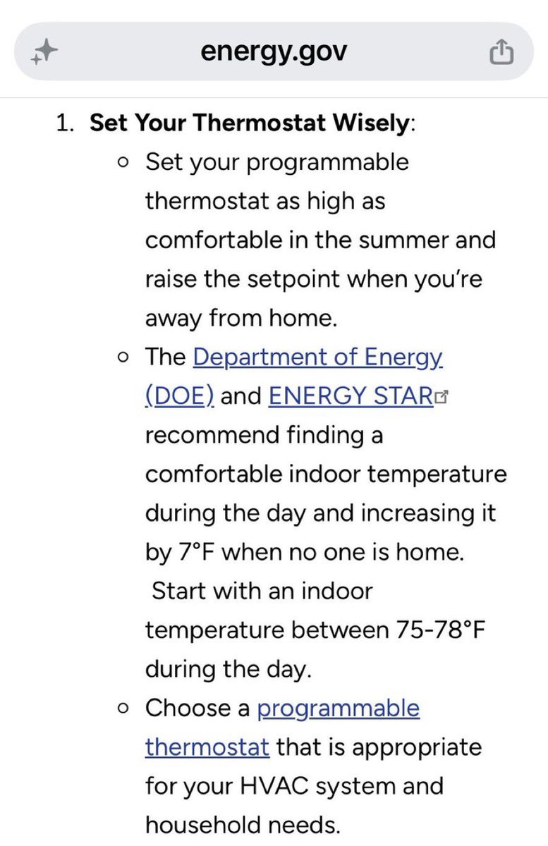 esjesjesj's tweet photo. The Department of Energy recommended thermostats be set at 78 degrees until Mamdani also recommended it and then they scrubbed their website of the recommendation. https://t.co/IOBmDLBYMp