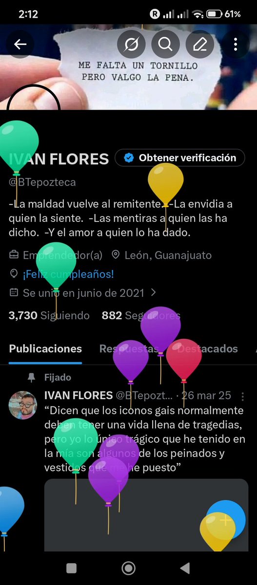 BTepozteca's tweet photo. Tenemos globitos en mi perfil, pasen a desear un rico día https://t.co/GDbRRDQ29u