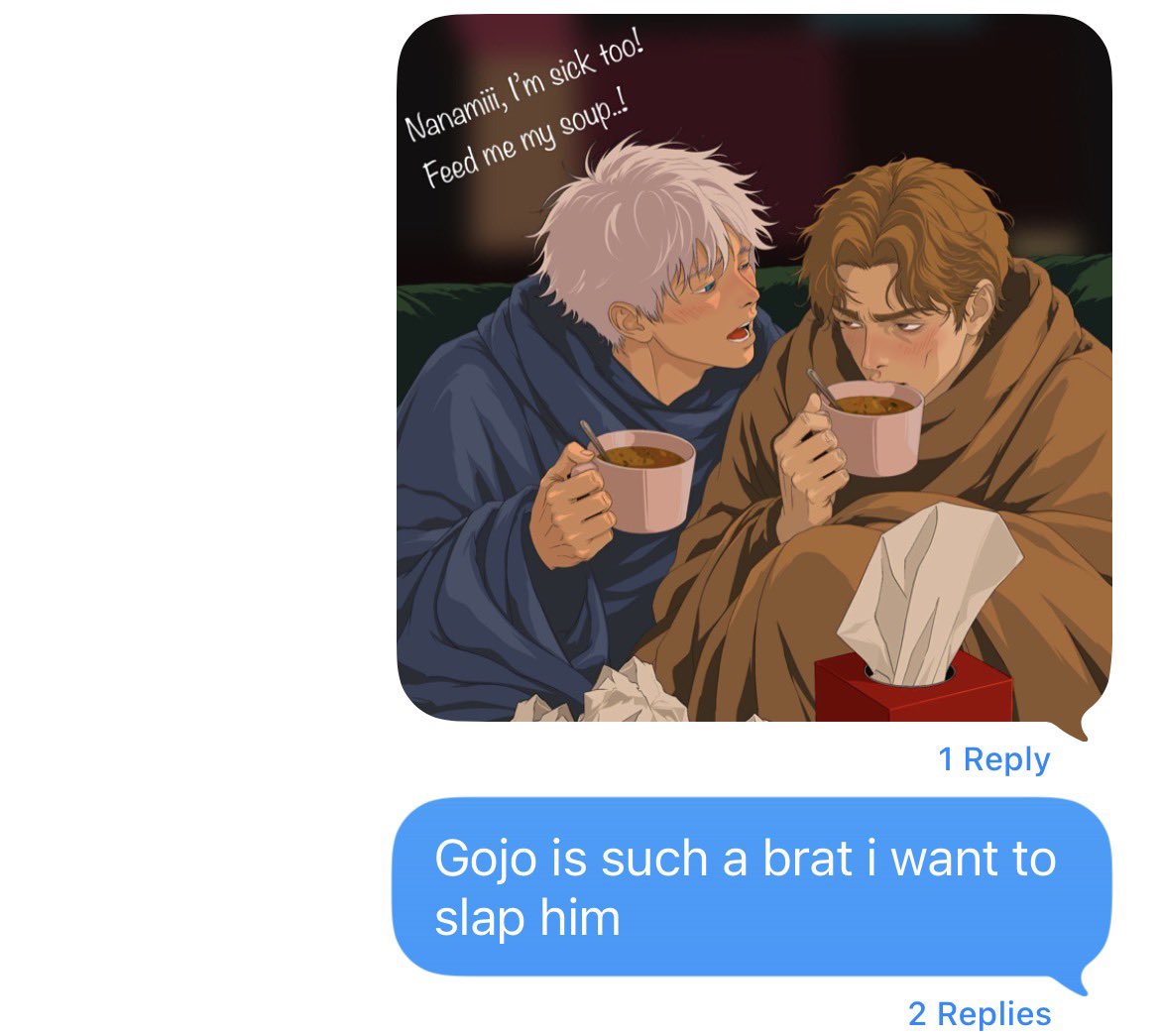 ElyFantasy's tweet photo. @practicalj0ke Ty!! Im trying to get some stuff out in between life bullshit and upcoming exams hahaha but im so glad you like it!

Yes, gojo is super pouty. This is a comment i made on completion of this 💀 probably sth nanami mustve sent someone, too tbh https://t.co/Zb2B7sPre9