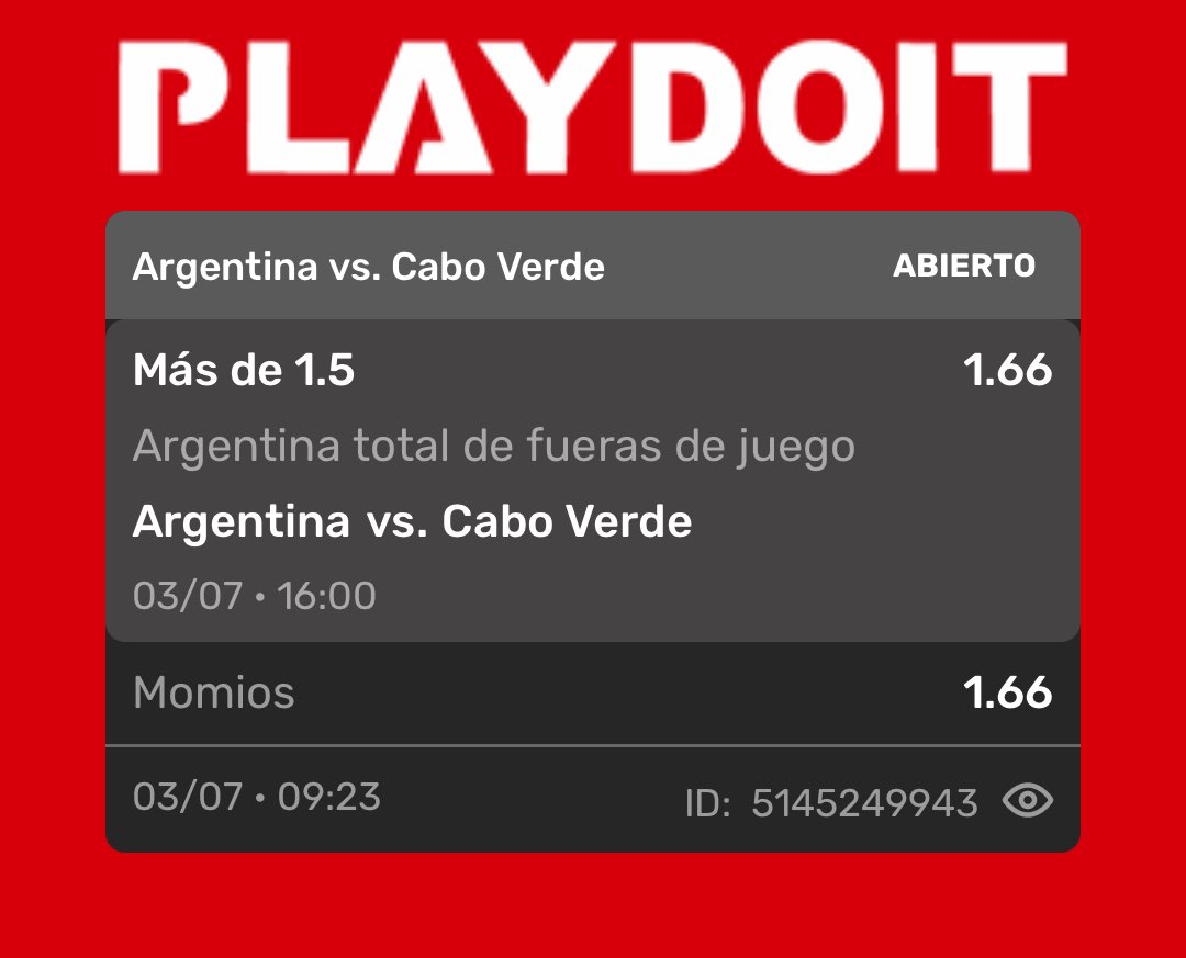 OG_Dan777's tweet photo. Vamos con este free pick de hoy ✍🏻⚽️argentina en sus últimos 9 de 10 partidos han tenido 2 fueras de juego mínimo vamos a confiar en esta estadística 🤙🏻 #ApuestasDeportivas #FreePick #TipsApuestas #ElApostadorDelBarrio https://t.co/Sa6mqdnHnz