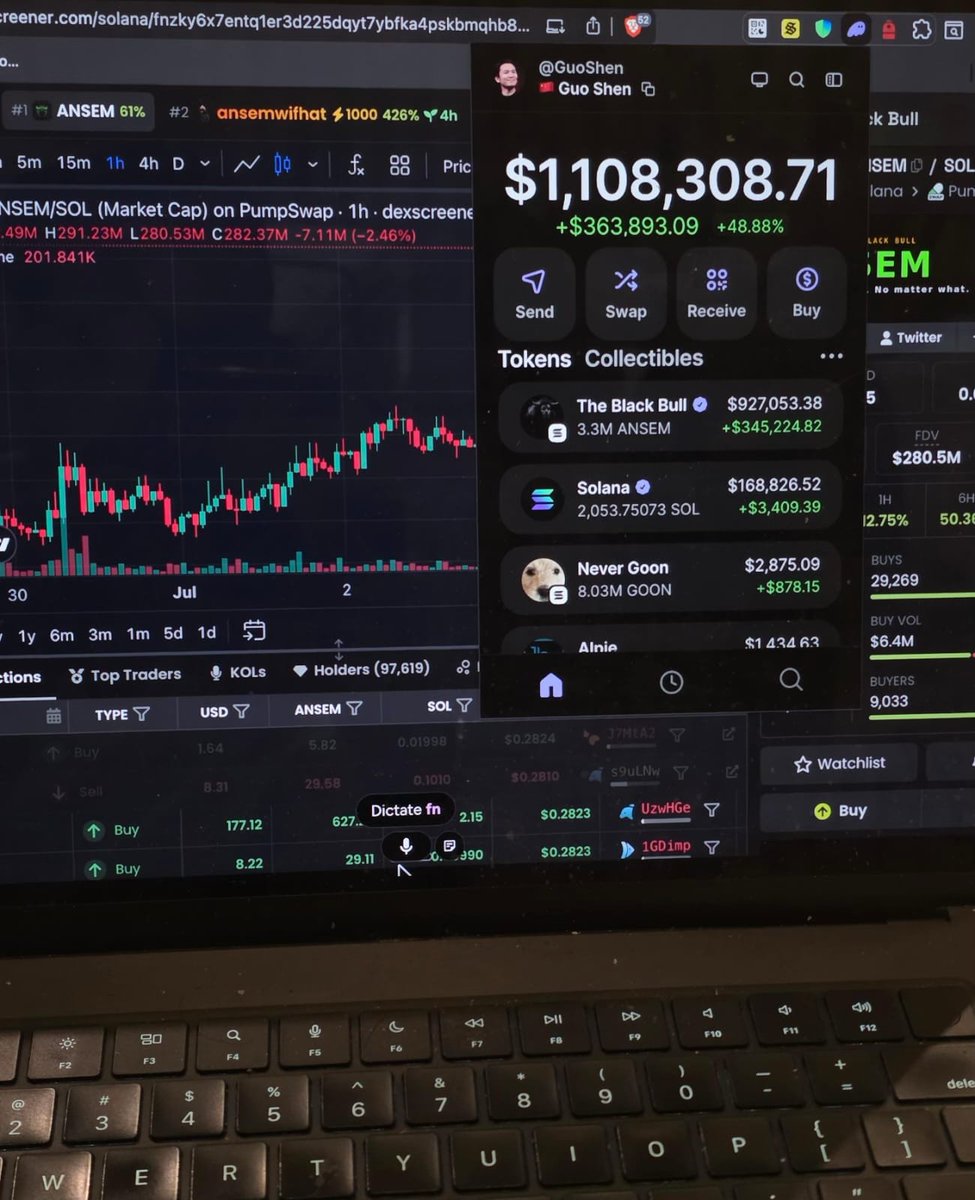 GuoShenCN7's tweet photo. I bought this $ansem for $5,000 as soon as @blknoiz06  tweeted and now its worth $1,000,000. Holy fuck !

As promised i will send 50 $SOL to someone who just like this tweet &amp; follow me.

Comment "done" when done. https://t.co/Vmkp8GMEcS
