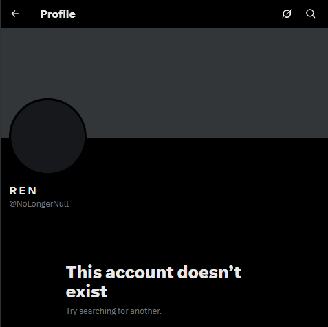 Pand3m0nium30's tweet photo. Its a shame, really that you chose to delete your twitter account and now your discord account has been abandoned.

Ren did this to herself but yeah, this is really sad to see this has happened. 

Welp, it was a good run @NoLongerNull. https://t.co/3wRBBgeaOa