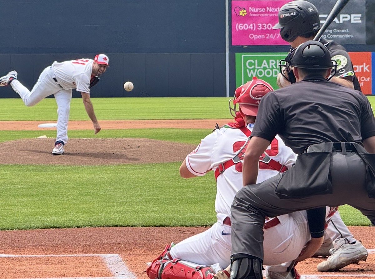 RobFai's tweet photo. Awesome to see Max Scherzer on the mound at a Vancouver Canadians game.  Might be most decorated C's pitcher to take the hill in a Vancouver jersey since former 2x Cy Young winner Jack McDowell. https://t.co/dQh3hsD88z