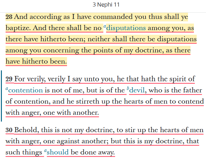 dscottcrook's tweet photo. I am sad. I am only a member of the Church of Jesus Christ of Latter-day Saints. I do not pretend to have authority. But I cannot understand the behavior of some of the Saints on this platform. Many seem to ignore this basic teaching-"there shall be no disputations among you." https://t.co/gHEsoEOIRA