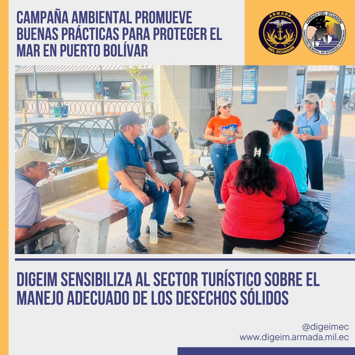 digeimec's tweet photo. #ElOro| La #DIGEIM desarrolló campaña puerta a puerta en el Muelle de Cabotaje de Puerto Bolívar, a las asociaciones de lanchas turísticas, iniciativa promovió buenas prácticas para el manejo adecuado de los desechos, su correcta disposición y la protección de los ecosistemas https://t.co/bh0yFCJTEg