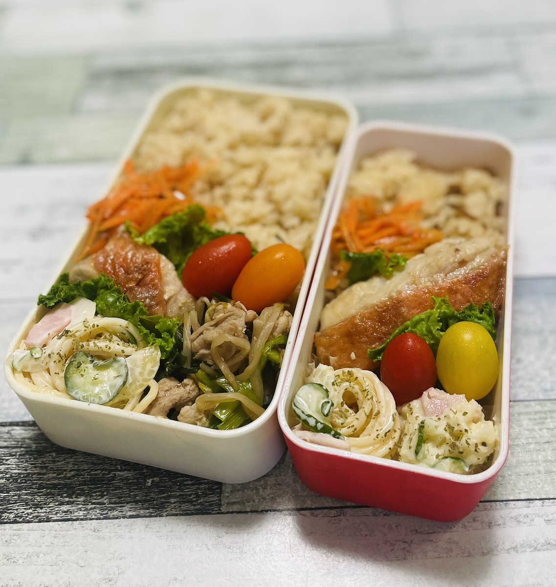 hakuna_ryuki's tweet photo. vol.138
娘自分用弁当🍱
＃おうちごはん ＃弁当 ＃料理記録 ＃料理好きと繋がりたい #お酒好き #高校生弁当  #金目鯛  #サラスパ  #人参ラペ  #ポテサラ https://t.co/mMvs4Nwro7
