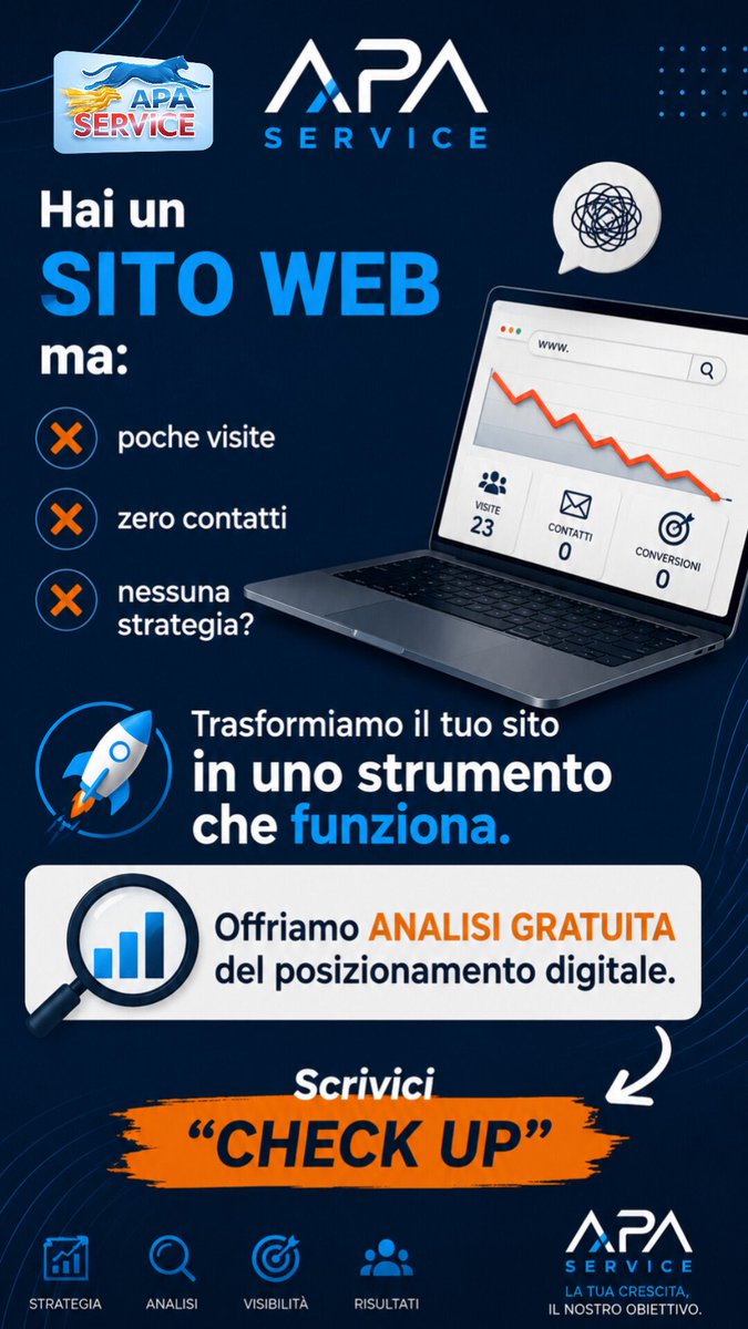 apaservic's tweet photo. 📩 Scrivici subito nei commenti o in privato la parola CHECK UP per richiedere la tua analisi gratuita.
🌐 https://t.co/lLrS5yyr9J
🎯 La tua crescita, il nostro obiettivo. https://t.co/f8wXbKIgQd