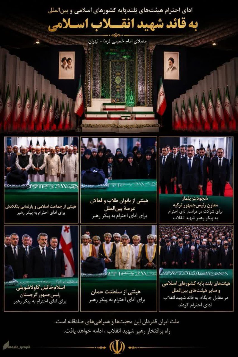 elhamzaree57401's tweet photo. 🔻| ادای احترام هیئت‌های بلند پایه کشورهای اسلامی و بین الملل به قائد شه ید انقلاب اسلامی
#باید_برخاست 
#پدر_امت https://t.co/1vNcHLcW9R