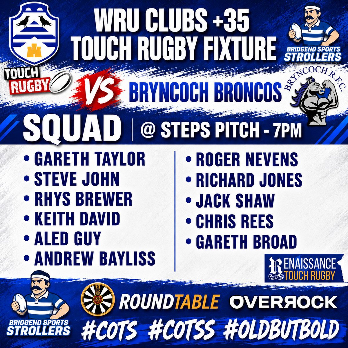 SportsStrollers's tweet photo. 🏉 Sports Strollers v Bryncoch Broncos 
🗓 Friday 3rd July 
📍 Steps Pitch 
⏰️ 7pm Tap Off

🔵⚪

#COTS #COTSS https://t.co/3yfJ6WfxXs