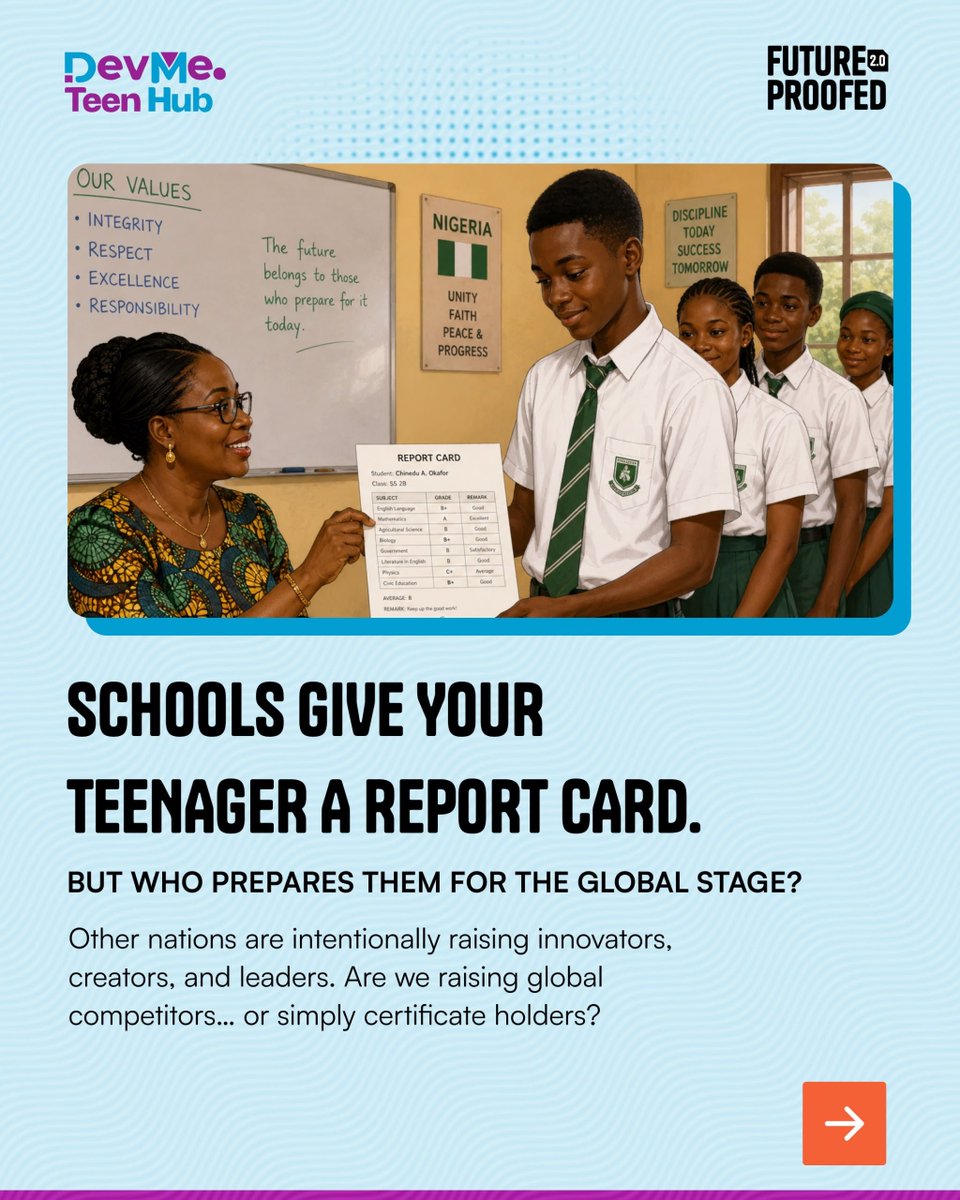 DEVMELTD's tweet photo. Your child is smart. But is your child ready?
Ready to lead. Ready to build. Ready to walk into any room and hold it.
Grades open doors. Skills keep you in the room.
FutureProofed 2.0. Applications close July 31st.
Apply: https://t.co/uv0AE2sOSi
#FutureProofed2
#BuiltToLast https://t.co/gcF052fVWV