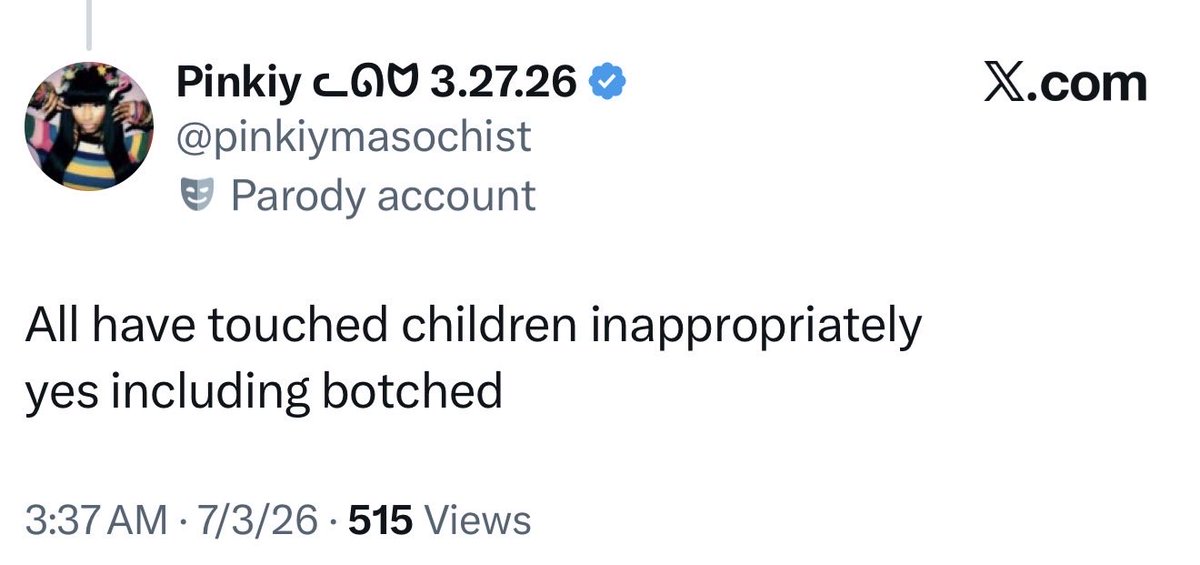 NoBoiledPotato's tweet photo. @pinkiymasochist @DetroitEminaj @iamcardib hey Cardi go this screenshot for you. Please capture this to sue for libel and prosecution. They are claiming you are a child molester. https://t.co/GNCWSOKKCN