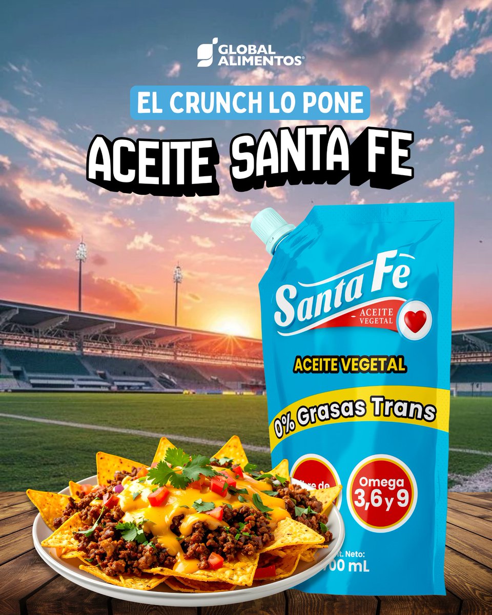 globalalimento1's tweet photo. 🏟️ Donde hay partido, hay sabor.
Y el crunch lo pone Santa Fe.

#AceiteSantaFe #SaborDeCampeones #ElCrunchLoPone https://t.co/0XNDqJD537
