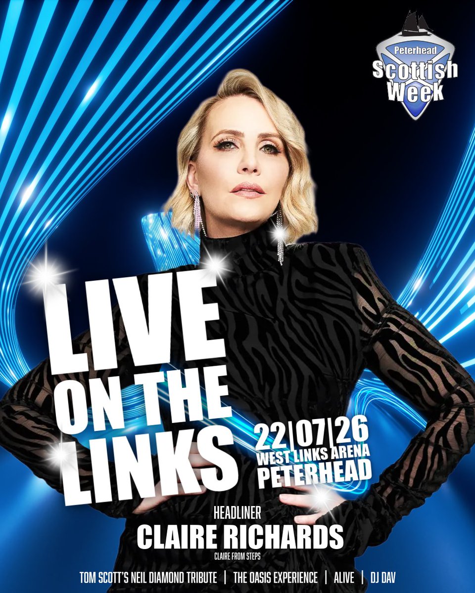 scottishweek's tweet photo. Claire Richards headlines Live on the Links with support from DJ Dav, Oasis Tribute Morning Glory, Tom Scott's Neil Diamond Tribute, and Alive! https://t.co/Wg7vEoaRtg
