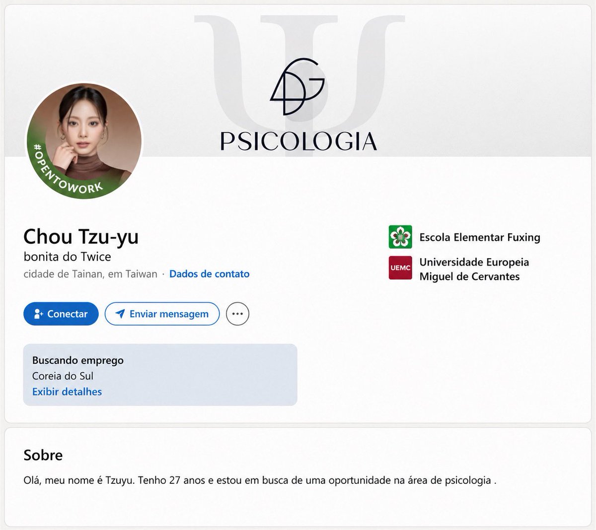 92_petulnia's tweet photo. navegando no linkendin e do nada encontrei a tzuyu procurando emprego https://t.co/CDYCuvWc9T