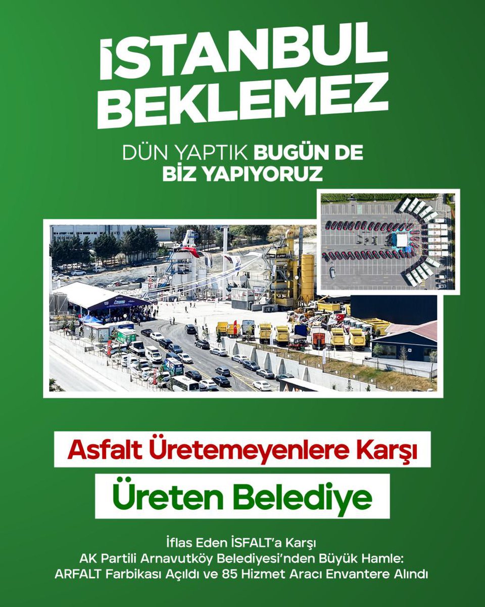 ahalltay's tweet photo. Asfaltını da kendi üreterek, otobüsleri de kendi bünyesinde alarak halkına hizmet etmek için yarışan, çaba gösteren nir belediye👇🏻
@ArnavutkoyBel https://t.co/DrTdOUKxUA