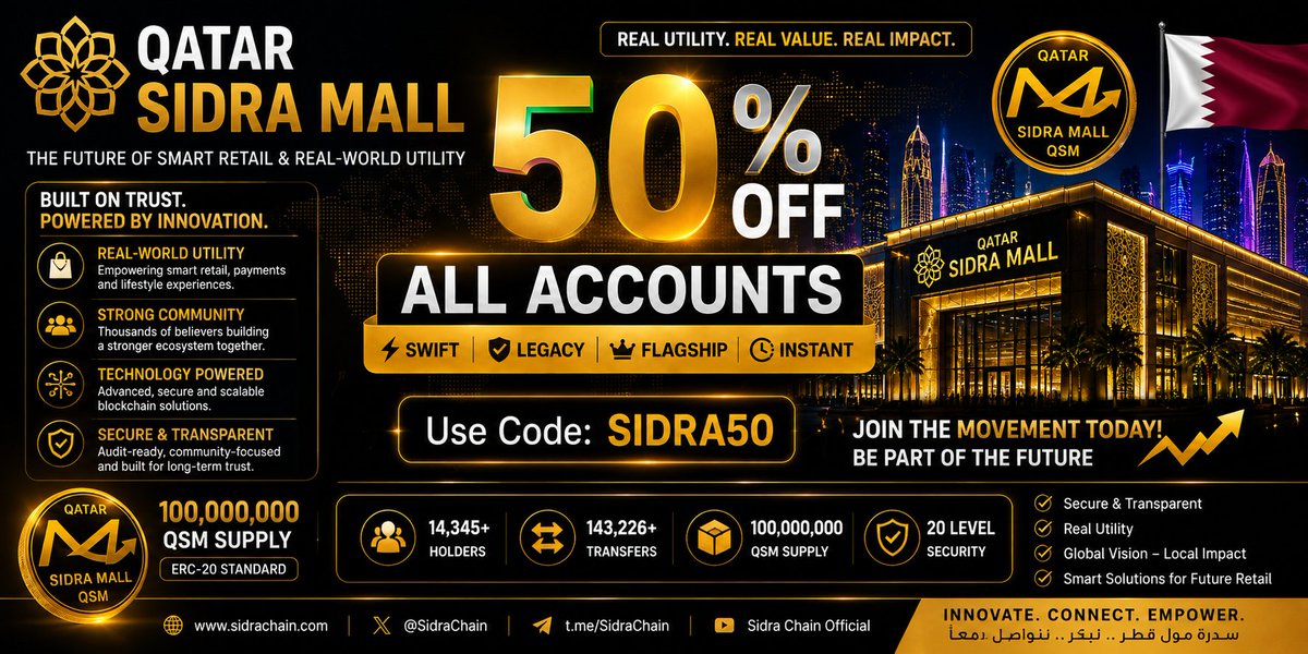 Q_S_M_Token's tweet photo. > 🚀 The future doesn't wait... it rewards those who build it.

Qatar Sidra Mall (QSM) is more than a token—it's a growing digital ecosystem connecting innovation, e-commerce, technology, and global opportunities.

🌍 Every new supporter strengthens the community. 📈 Every milestone brings us closer to the vision. 💎 Every step is part of something bigger.

Don't just watch the future... be part of it.

QSM is building. QSM is growing. QSM is here.

🔥 Join the movement today.

#QatarSidraMall #QSM #SidraChain #Web3 #Blockchain #Crypto #Innovation #Future #DigitalEconomy #BuildTogether 🚀💎