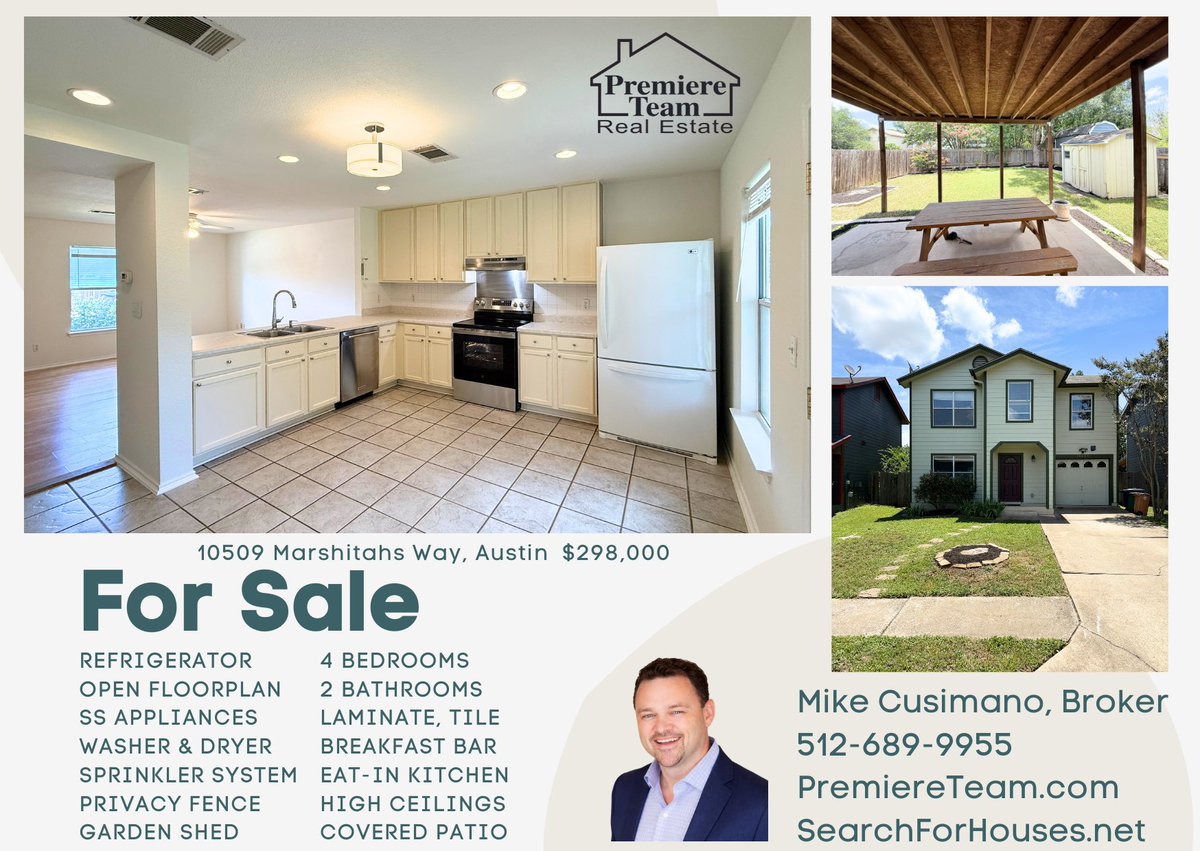 PremiereTeam's tweet photo. #ForSale #Austin 512-689-9955 #MikeCusimano #PremiereTeamRealEstate *4-2-2*Near trails*Mins to downtown*Tile&amp;laminate*SS appl*Washer&amp;dryer*Sprinkler system*Cov patio*Garden shed*Near coffee shops, restaurants #Menchaca #SouthAustin https://t.co/msYqCQaGgo https://t.co/bDq06ToddX https://t.co/WDRi0AqCyU