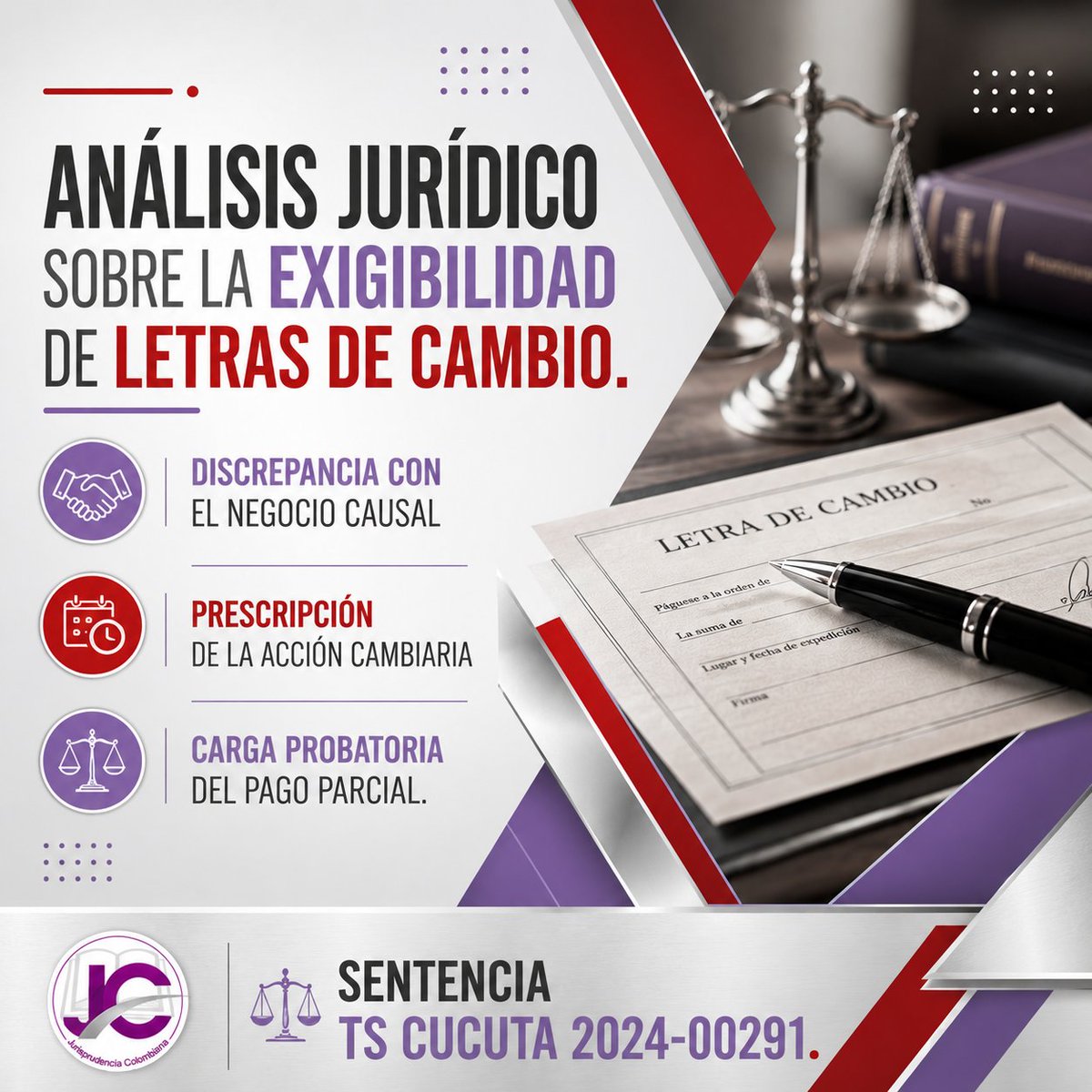 JurisprudenCol's tweet photo. ANÁLISIS JURÍDICO SOBRE LA EXIGIBILIDAD DE LETRAS DE CAMBIO. DISCREPANCIA CON EL NEGOCIO CAUSAL, PRESCRIPCIÓN DE LA ACCIÓN CAMBIARIA Y CARGA PROBATORIA DEL PAGO PARCIAL

El proceso ejecutivo bajo estudio se originó con la demanda promovida para el cobro de dos letras de cambio por un valor total de $500.000.000,00, frente a las cuales el ejecutado, propuso excepciones centradas en la discrepancia entre los títulos y el negocio causal, alegando pagos parciales, vicios del consentimiento y la prescripción de la acción cambiaria. El problema jurídico central de la providencia consiste en determinar si la literalidad y autonomía de los instrumentos negociables se ven desvirtuadas por las particularidades del negocio subyacente —relacionado con préstamos, cánones de arrendamiento y daños a una oficina— y si, ante la falta de prueba fehaciente de las excepciones, el derecho incorporado en los títulos debe prevalecer.

En el desarrollo jurídico, la Sala subraya que, si bien la literalidad no es absoluta entre quienes participaron en el negocio causal, el deudor tiene la "carga insoslayable de acreditar indubitablemente" los términos de la negociación para derruir el tenor literal del título. Citando jurisprudencia de la Corte Suprema de Justicia y de la Corte Constitucional, el fallo explica que la prosperidad de excepciones personales derivadas del negocio genitor requiere que el ejecutado demuestre fehacientemente cómo las particularidades de dicha relación afectan la exigibilidad del crédito. En este caso, se configuró una novación de la obligación bajo los términos del artículo 1687 del Código Civil, pues mediante reuniones en 2017 y 2019 las partes sustituyeron las deudas anteriores por los títulos actuales, consolidando una suma que incluía tanto capital de préstamos como indemnizaciones por daños y arrendamientos.

Respecto a la prescripción de la acción cambiaria, la providencia aplica el artículo 789 del Código de Comercio, que establece un término de tres años a partir del vencimiento del título. El Tribunal aclara que la interrupción civil de este plazo ocurre con la presentación de la demanda, siempre que se notifique al deudor dentro del año siguiente, conforme al artículo 94 del Código General del Proceso. Dado que el vencimiento de las letras fue el 20 de noviembre de 2021 y la notificación del mandamiento de pago se surtió el 9 de octubre de 2024 —dentro del término de gracia legal—, la corporación concluyó que no se materializó el fenómeno extintivo de la acción, manteniendo la vigencia del derecho reclamado.

Finalmente, la sentencia resuelve confirmar la ejecución, pero introduce una modificación sustancial basada estrictamente en el principio de literalidad. La Sala argumenta que, de acuerdo con la naturaleza de los títulos valores, el acreedor no puede exigir más de lo que allí aparece ni el deudor puede ser forzado a cumplir prestaciones no consignadas expresamente. Al verificar que en el texto de las letras de cambio no se fijó una tasa de interés para el plazo, el Tribunal determinó que "erró la a quo al extender la orden de pago a ese concepto", procediendo a revocar dicho apartado del mandamiento de pago para ajustarse a lo estrictamente contenido en los documentos base de la ejecución.

Portal de actualización Jurisprudencial. Solicita tu suscripción aquí 👉https://t.co/jUGw4X9YHA